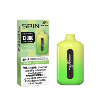 Vape jetable Spin 12K (12000) - Banane Glacée 