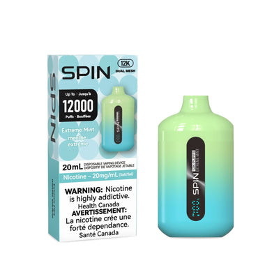 Vape jetable Spin 12K (12000) - Menthe extrême 