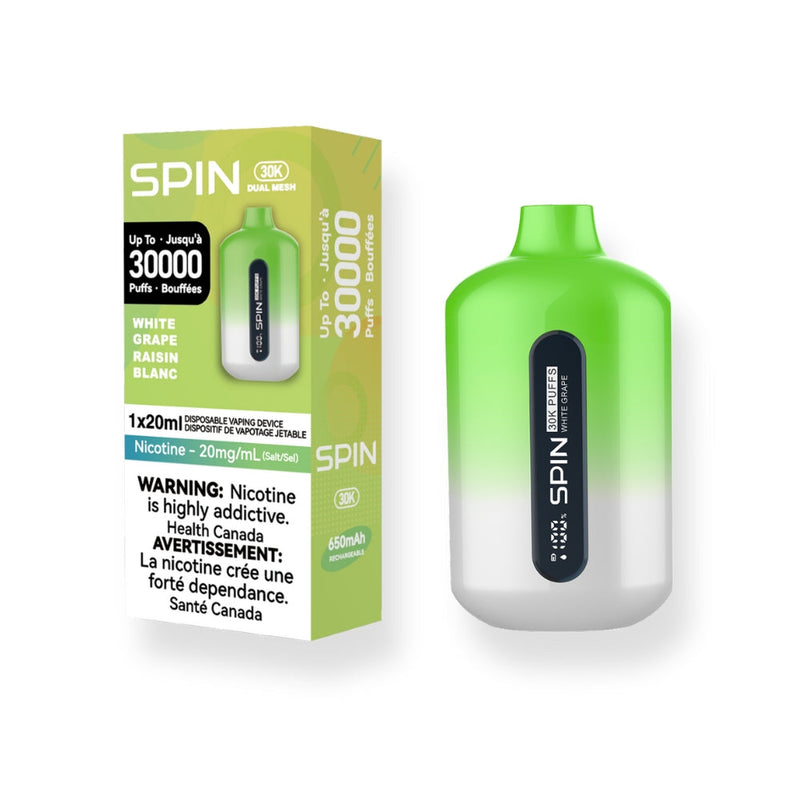 Vape jetable Spin 30K (30000) - Raisin blanc