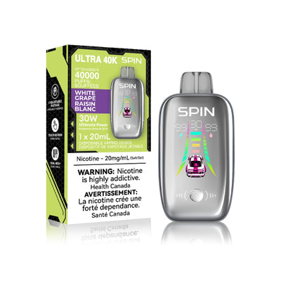 Vape jetable Spin Ultra 40K (40000) - Raisin blanc