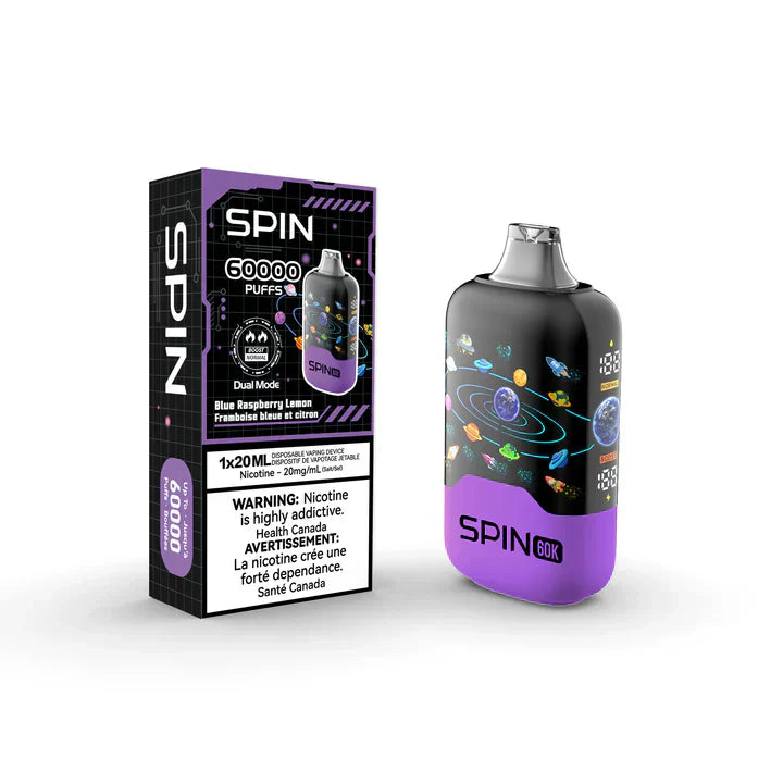 Vape jetable Spin 60K (60000) - Framboise bleue Citron 