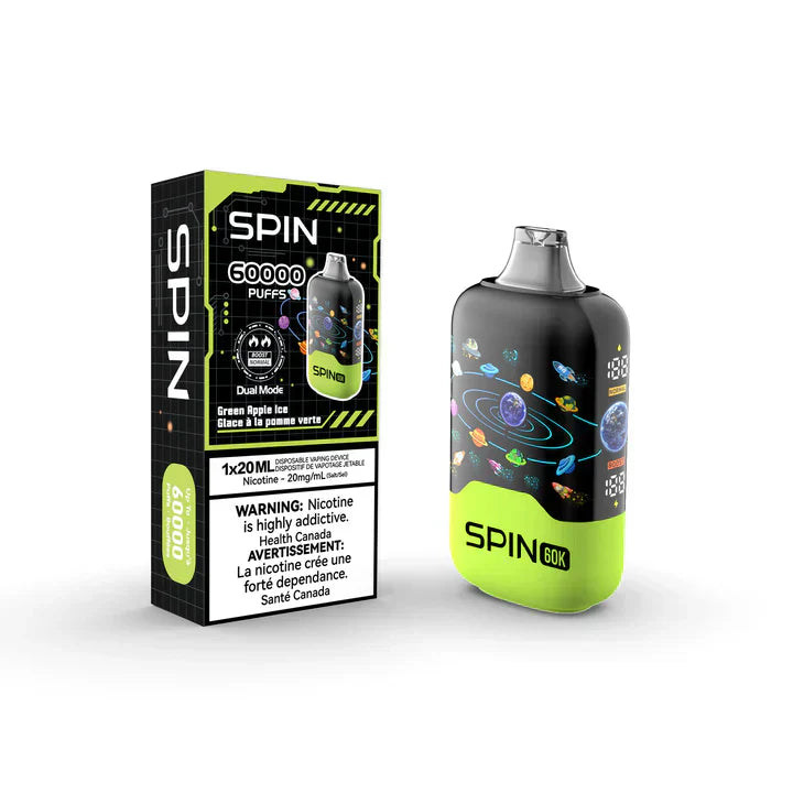 Vape jetable Spin 60K (60000) - Pomme Verte Glacée 