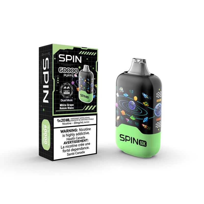 Vape jetable Spin 60K (60000) - Raisin blanc 