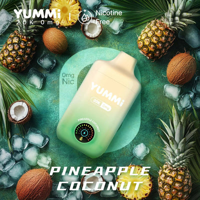 0 % de nicotine | YUMMI 20K (20 000) Vape jetable - Ananas noix de coco (Super frais)